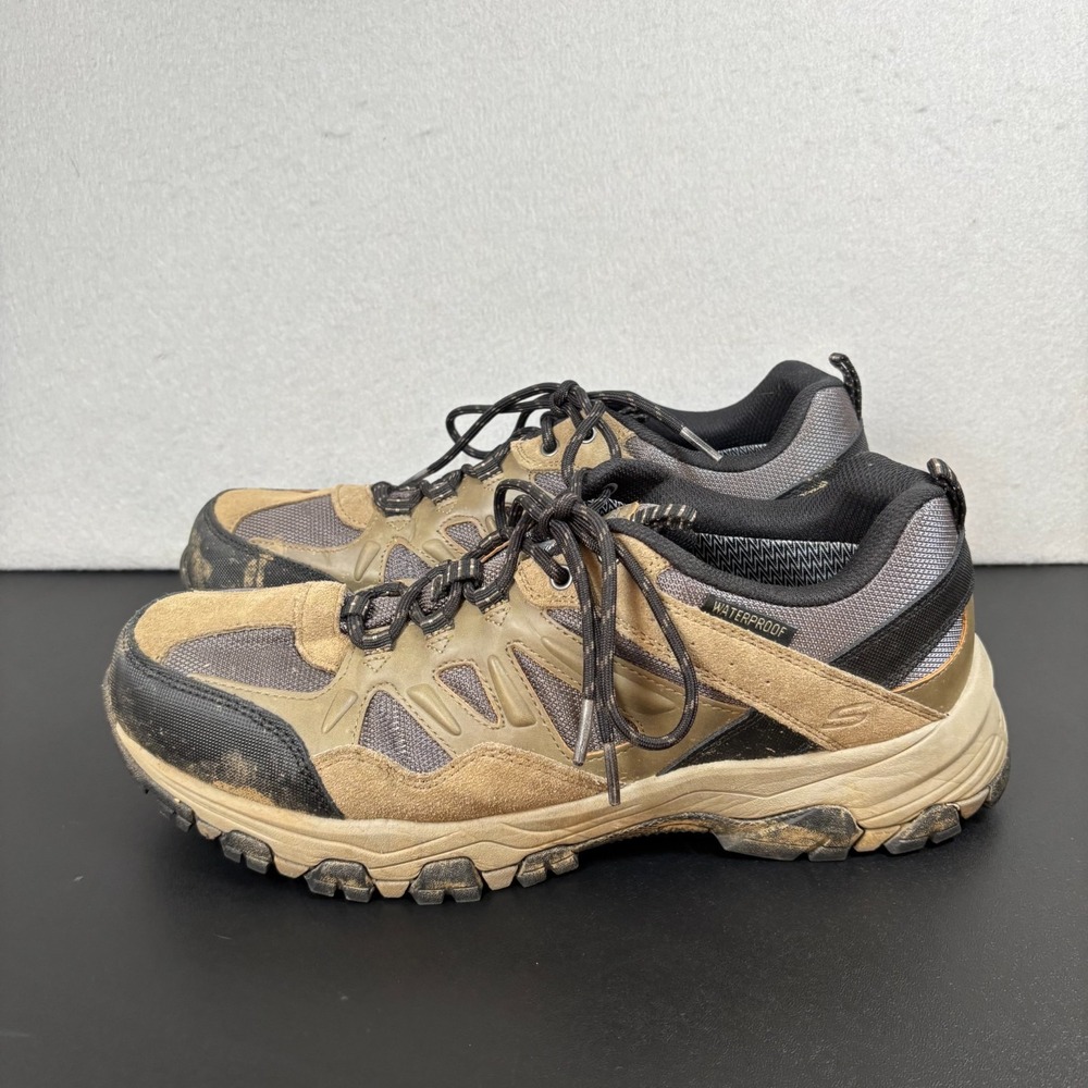 Skechers Selmen Enago Men 11.5 Hiking Shoes Tan Waterproof Trail Sneakers 66275